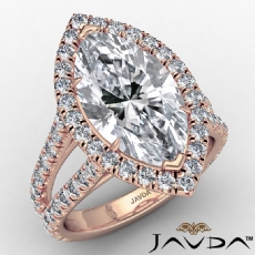 Anniversary Halo Split Shank diamond Ring 14k Rose Gold