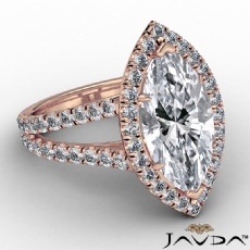 Anniversary Halo Split Shank diamond Ring 18k Rose Gold