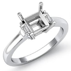 Princess 3 Stone Diamond Engagement Ring 14k White Gold Setting 0.15Ct