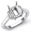 Three Stone Diamond Baguette Emerald Semi Mount Engagement Ring 14k White Gold 0.25Ct - javda.com 