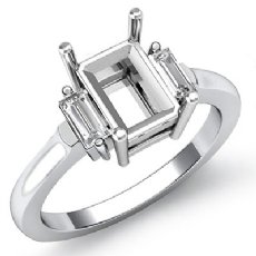 3Stone Diamond Baguette Emerald Engagement Ring Setting 14k Gold 1/4Ct