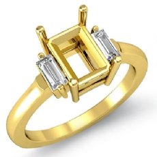 3Stone Diamond Baguette Emerald Engagement Ring Setting 14k Gold Yellow  (0.25Ct. tw.)