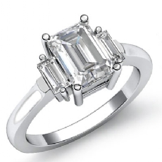 Classic 3 Stone Basket Style diamond Ring 14k Gold White
