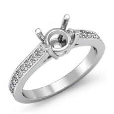 0.25Ct. Round Side Diamond Engagement Semi Mount Ring 14K White Gold