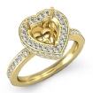 0.89Ct Diamond Engagement Ring 18k Yellow Gold Heart Cut Semi Mount Halo Setting - javda.com 