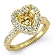 Diamond Engagement Ring 14k Gold Yellow Heart Cut Semi Mount Halo Setting (0.89Ct. tw.)