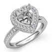 0.89Ct Diamond Engagement Ring Platinum 950 Heart Cut Semi Mount Halo Setting - javda.com 