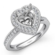 0.89 Ct Diamond Engagement Ring 14k White Gold Heart Cut Semi Mount Halo Setting