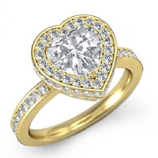 Pave Circa Halo Sidestone diamond Ring 14k Gold Yellow