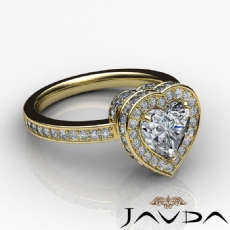 Pave Circa Halo Sidestone diamond Ring 18k Gold Yellow