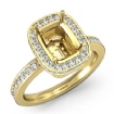 0.84Ct Diamond Engagement Ring Cushion Semi Mount 14k Yellow Gold Halo Setting - javda.com 