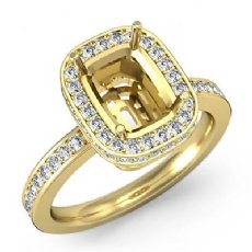 Diamond Engagement Ring Cushion Semi Mount 14k Gold Yellow Halo Setting (0.84Ct. tw.)
