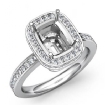 0.84Ct Diamond Engagement Ring Cushion Semi Mount 18k White Gold Halo Setting - javda.com 