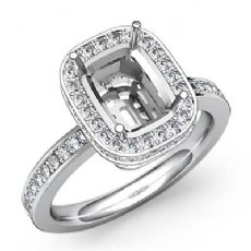 0.84Ct Diamond Engagement Ring Cushion Semi Mount 14k White Gold Halo Setting