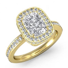 Basket Style Halo Sidestone diamond Ring 18k Gold Yellow