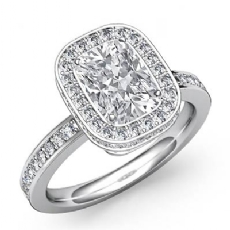 Basket Style Halo Sidestone diamond Ring 18k Gold White