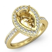 1.05Ct Diamond Engagement Ring Pear Shape Semi Mount 14k Yellow Gold Halo Setting - javda.com 