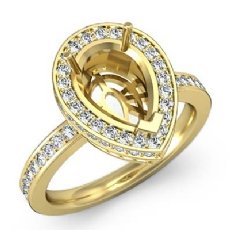 Diamond Engagement Ring Pear Shape Semi Mount 14k Gold Yellow Halo Setting (1.05Ct. tw.)