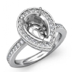 1.05Ct Diamond Engagement Ring Pear Shape Semi Mount 14k White Gold Halo Setting - javda.com 