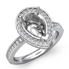 1.05Ct Diamond Engagement Ring Pear Shape Semi Mount 14k White Gold Halo Setting
