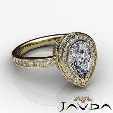 Halo Sidestone Pave Set diamond Ring 14k Gold Yellow