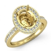 0.82Ct Diamond Engagement Ring Oval Semi Mount 14k Yellow Gold Halo Pave Setting - javda.com 
