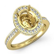 Diamond Engagement Ring Oval Semi Mount 14k Gold Yellow Halo Pave Setting (0.82Ct. tw.)