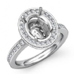 0.82Ct Diamond Engagement Ring Oval Semi Mount 18k White Gold Halo Pave Setting - javda.com 