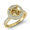 0.8Ct Diamond Engagement Semi Mount Ring Round Halo Pave Setting 14k Yellow Gold - javda.com 