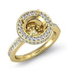 Diamond Engagement Semi Mount Ring Round Halo Pave Setting 14k Gold Yellow (0.8Ct. tw.)