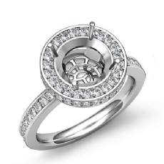 0.80Ct Diamond Engagement Semi Mount Ring Round Halo Pave Setting 14k White Gold