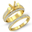 1.9Ct Diamond Engagement Pave Ring Round Bridal Sets 18k Yellow Gold Semi Mount - javda.com 
