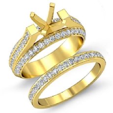 Diamond Engagement Pave Ring Round Bridal Sets 14k Gold Yellow Semi Mount (1.9Ct. tw.)