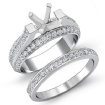 1.9Ct Diamond Engagement Pave Ring Round Bridal Sets 14k White Gold Semi Mount - javda.com 