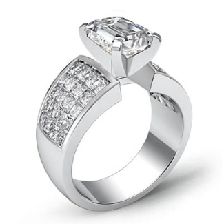 1.74Ct Diamond Engagement Women's Ring Princess Invisible Setting Platinum Semi Mount