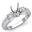 Round Diamond 3 Stone Engagement Ring Bezel 14k White Gold Semi Mount 1.15Ct - javda.com 