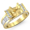 2Ct Round Baguette Diamond Engagement Antique Ring Setting 14k Yellow Gold Semi Mount - javda.com 