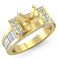 Round Baguette Diamond Engagement Antique Ring Setting 14k Gold Yellow Semi Mount (2Ct. tw.)