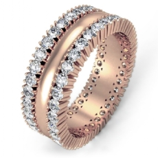Prong Set Dome Men's Diamond Eternity Wedding Band 14k Rose Gold  (1.9Ct. tw.)