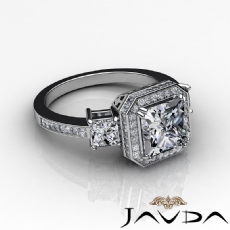 Circa Halo Pave Three Stone diamond Ring Platinum 950