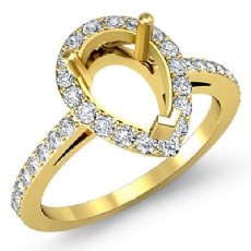 Diamond Engagement Ring Pear Semi Mount Halo Pave Setting 14k Gold Yellow (0.45Ct. tw.)