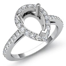 0.45ct Diamond Engagement Ring Pear Semi Mount Halo Pave Setting 14k White Gold
