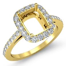 Diamond Engagement Ring Cushion Semi Mount 14k Gold Yellow Halo Setting (0.45Ct. tw.)