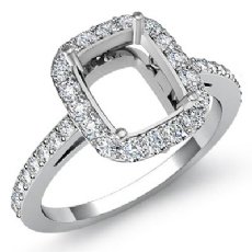 0.45ct Diamond Engagement Ring Cushion Semi Mount 14K White Gold Halo Setting