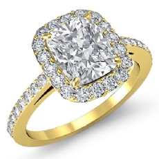 Halo Pave With Sidestone diamond Ring 14k Gold Yellow