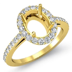 Filigree Oval Halo Pave Diamond Engagement Semi Mount Ring 14k Gold Yellow  (0.45Ct. tw.)