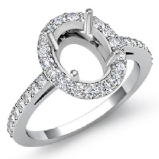 Filigree Oval Halo Pave Diamond Engagement Semi Mount Ring 14K White Gold 0.45ct