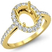 0.45Ct Halo Pave Setting Diamond Engagement Oval Semi Mount Ring 18k Gold Yellow