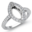 0.45Ct Diamond Engagement Ring Pave Setting 14k White Gold Marquise Semi Mount - javda.com 