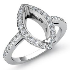0.45 Ct Diamond Engagement Ring Pave Setting 14k White Gold Marquise Semi Mount